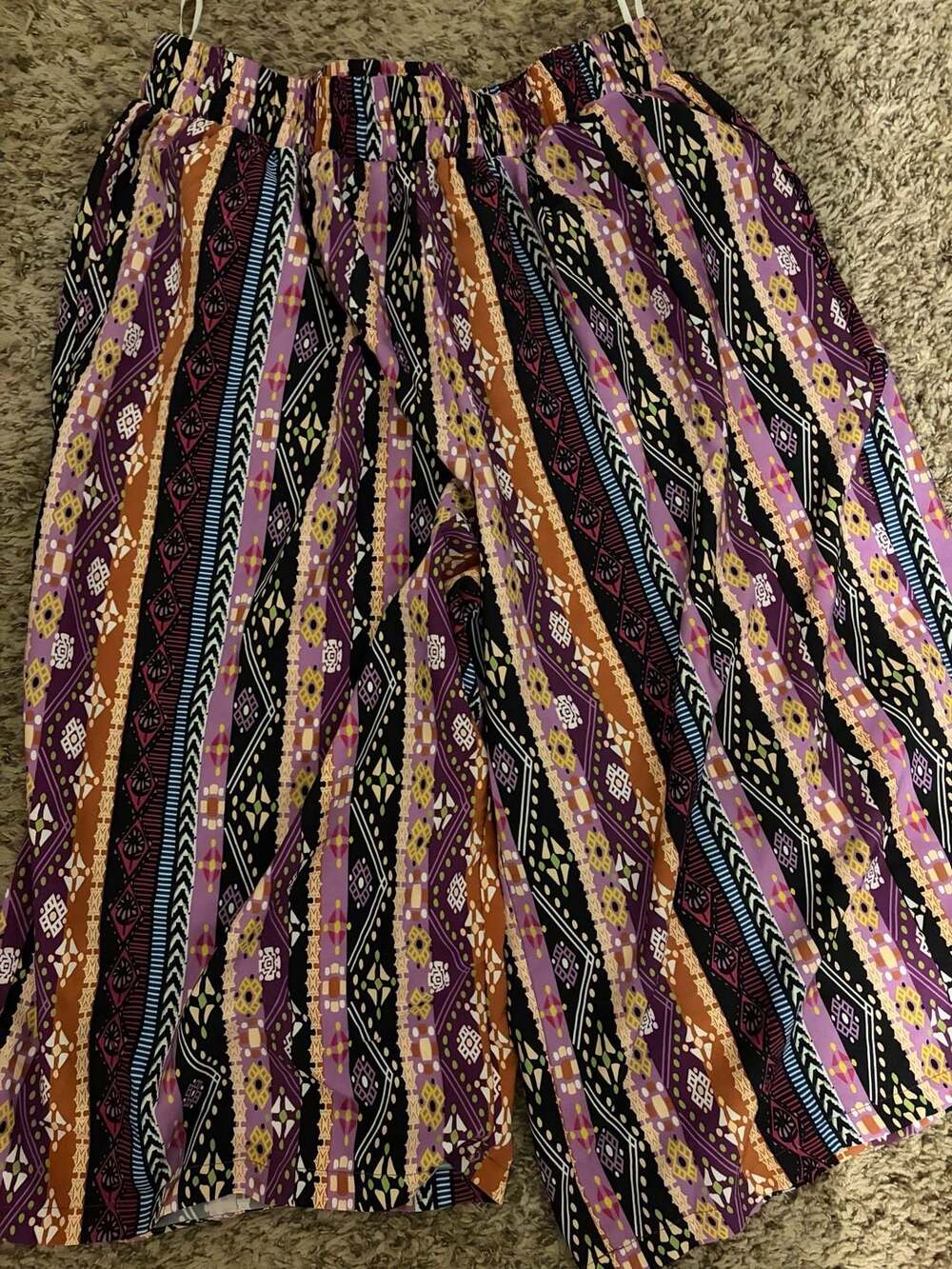 BloomChic Boho Geometric Print Wide Leg Crop Pants